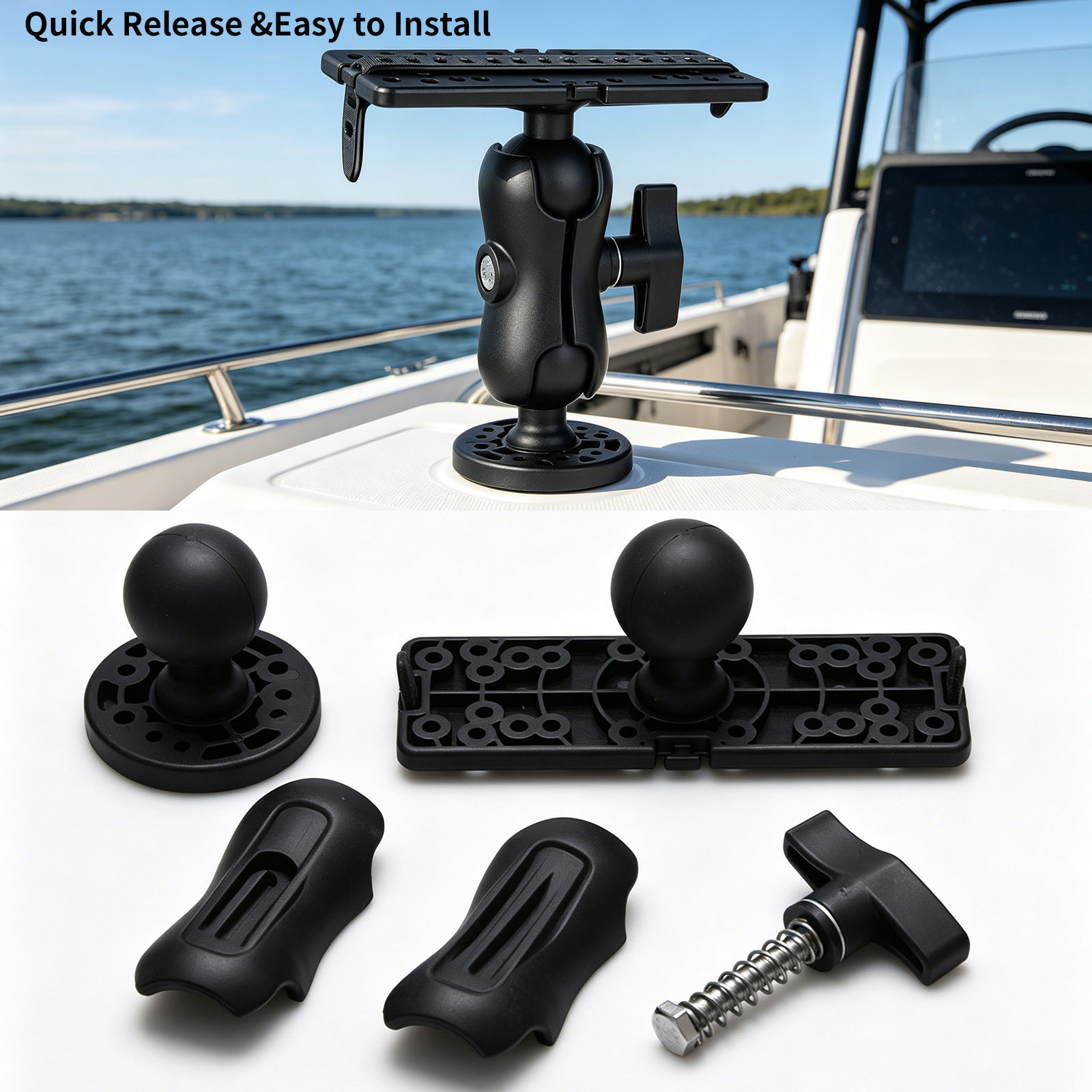 Fish Finder Mount - 360 ° Soporte ajustable para sonda